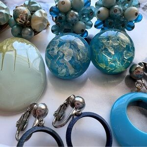 Vintage - Blue Assortment of Clip-On Earrings